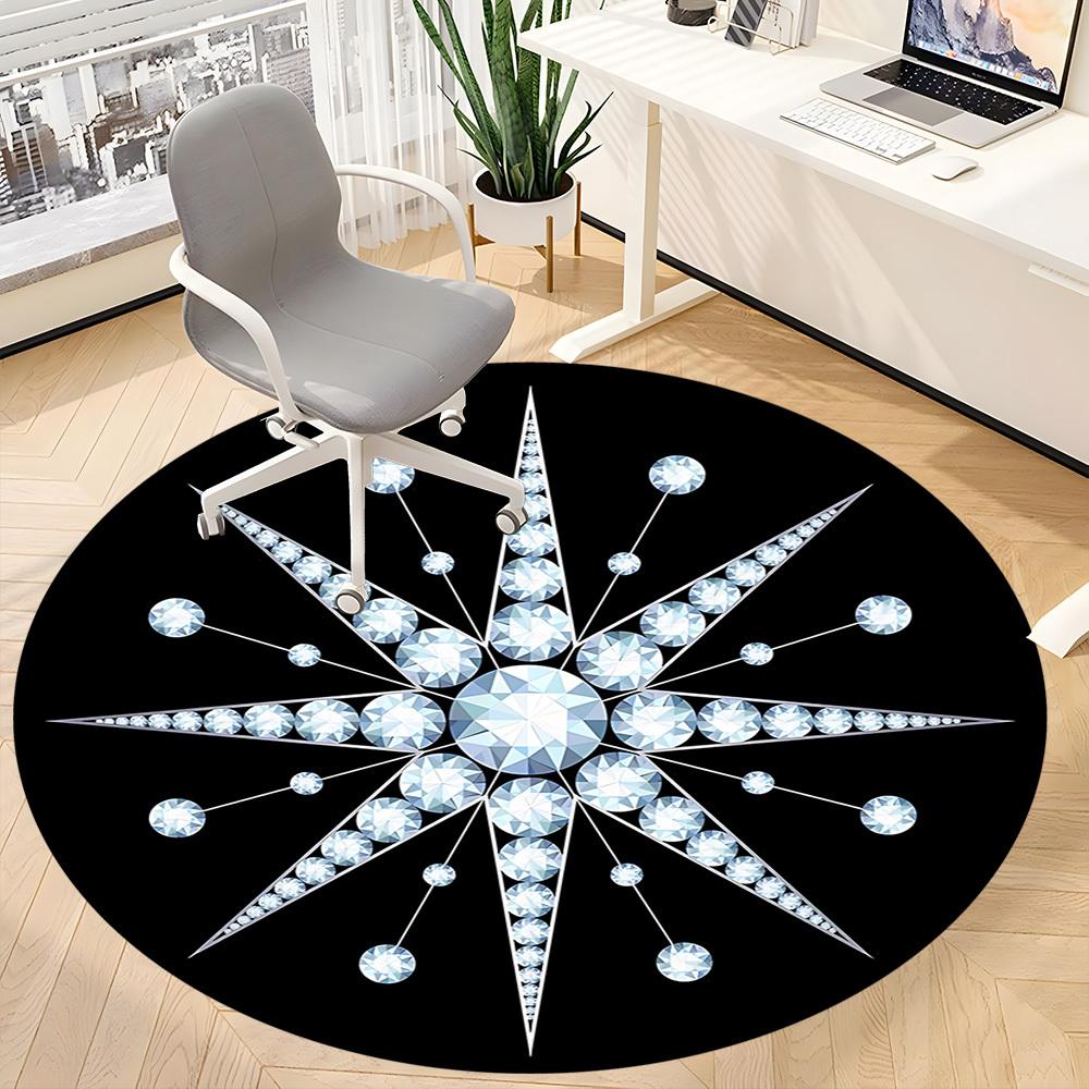 1pc Diamond Star Office Round Rug, Carpet for Office, Gaming, Lightweight Round Floor Mat Yy260205014