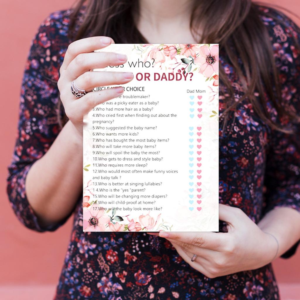 Baby Shower DIY Game Kit, 145 Pieces Floral Wishes Guessing Fun Activity Cards