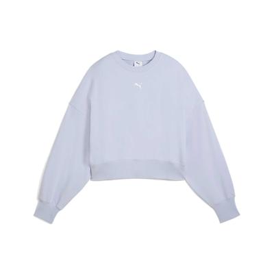 Comfortable Solid Color Logo Casual Round Neck Long Sleeve Sweatshirt Women Sweatshirt Purple 633562-47