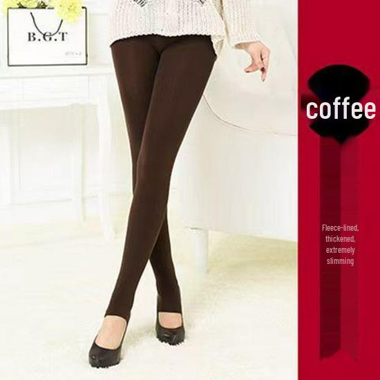 Women's Brushed Fleece Velvet Pantyhose: Autumn/Winter, Foot-Covering, 100g Thin Velvet Cropped Pants