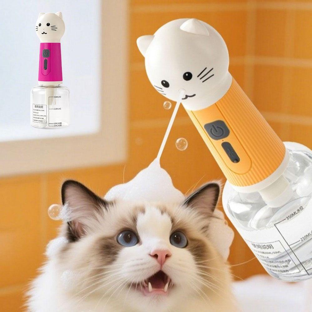 Cat Shape Pet Foaming Machine Automatic Cleaning Cat Soap Dispenser  Paw Spa Care