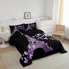 Black Purple Bedding Set Paris Eiffel Tower Print Cozy Duvet Cover Set King Queen Twin Single Size Birthday Gift Bedroom Decor