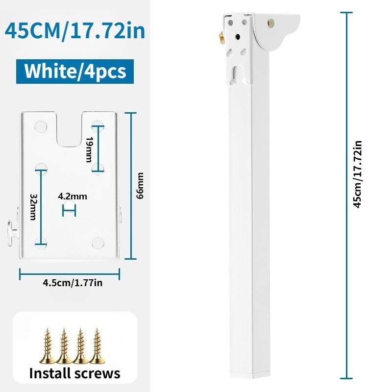 4pcs Folding Table Legs Adjustable 90° Angle Metal Replacement Legs for Sofa Desks and Dressing Tables Includes Mounting Screws