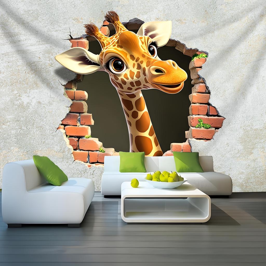 1 Stück Extra Große Niedliche Giraffe Durchbruch Wandteppich Geburtstagsgeschenk Party Dekoration Live-Übertragung Hintergrundtuch