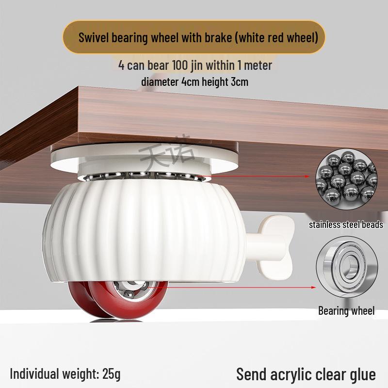 Cicha Samoprzylepna Podstawa Mobilna: Uniwersalne kółko bez wiercenia z pogrubionym łożyskiem kulkowym do użytku domowego