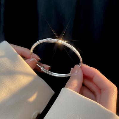 S999 Bracciale in argento rotondo con stella a cielo pieno con placcatura in argento per braccialetto da donna alla moda e alla moda