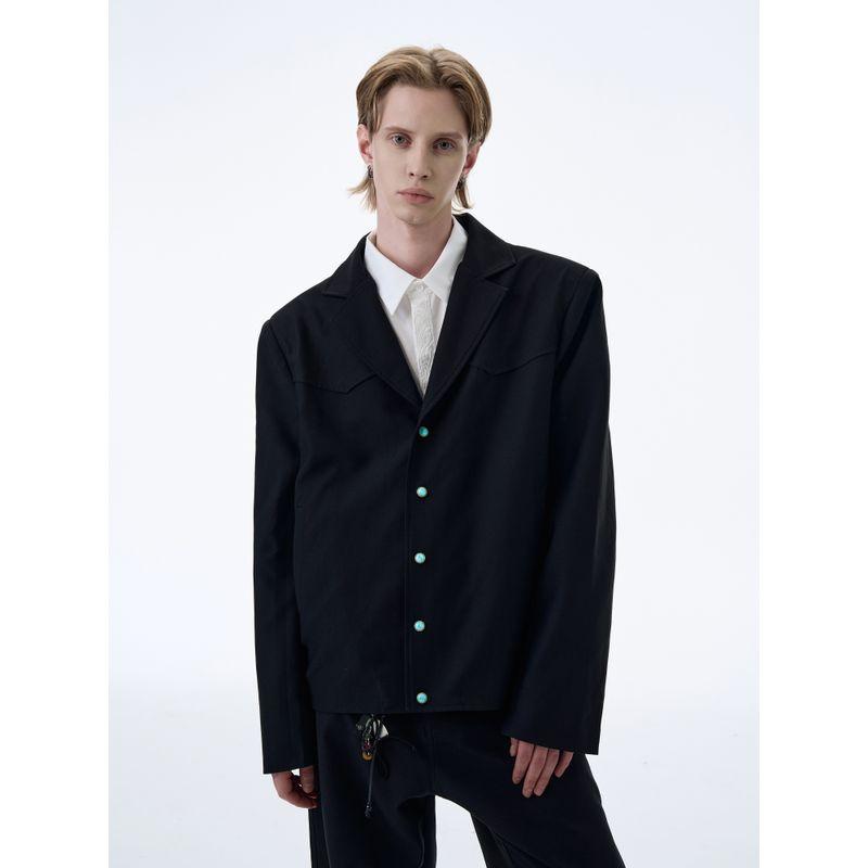 Kisko High-End Three-Dimensional Tailoring Turquoise Short Casual Suit Men's Cool Cleanfit Jacket
