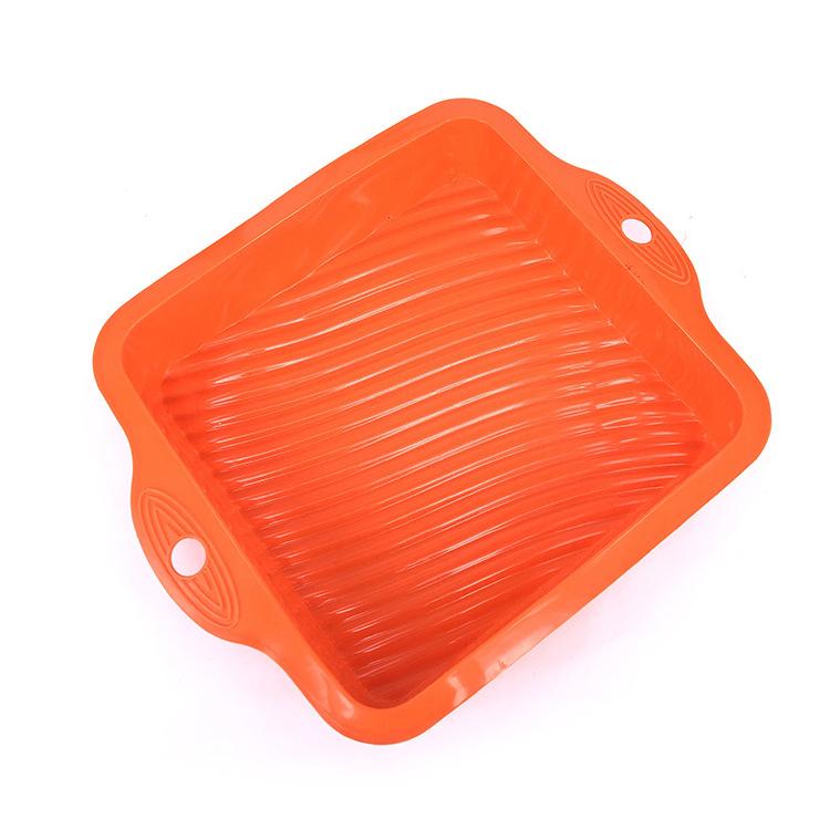 Fyrkantig Enfärgad Silikon Toastform med Vågmönster på Botten Bröd Kakform Mikrovågsugnsbricka