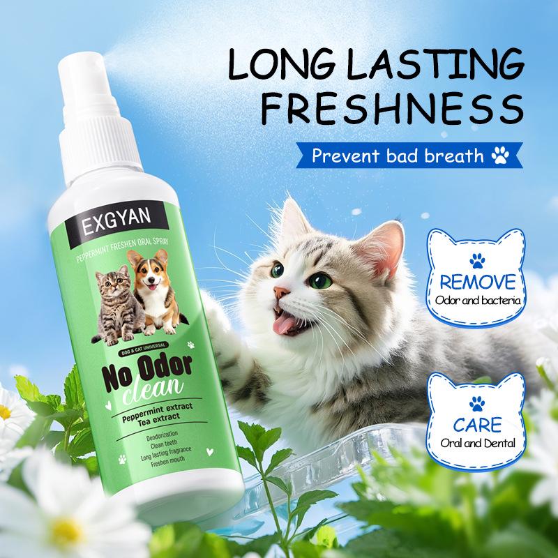 EXGYAN Mint Fresh Breath Spray for Dogs and Cats - Oral Hygiene Mouthwash