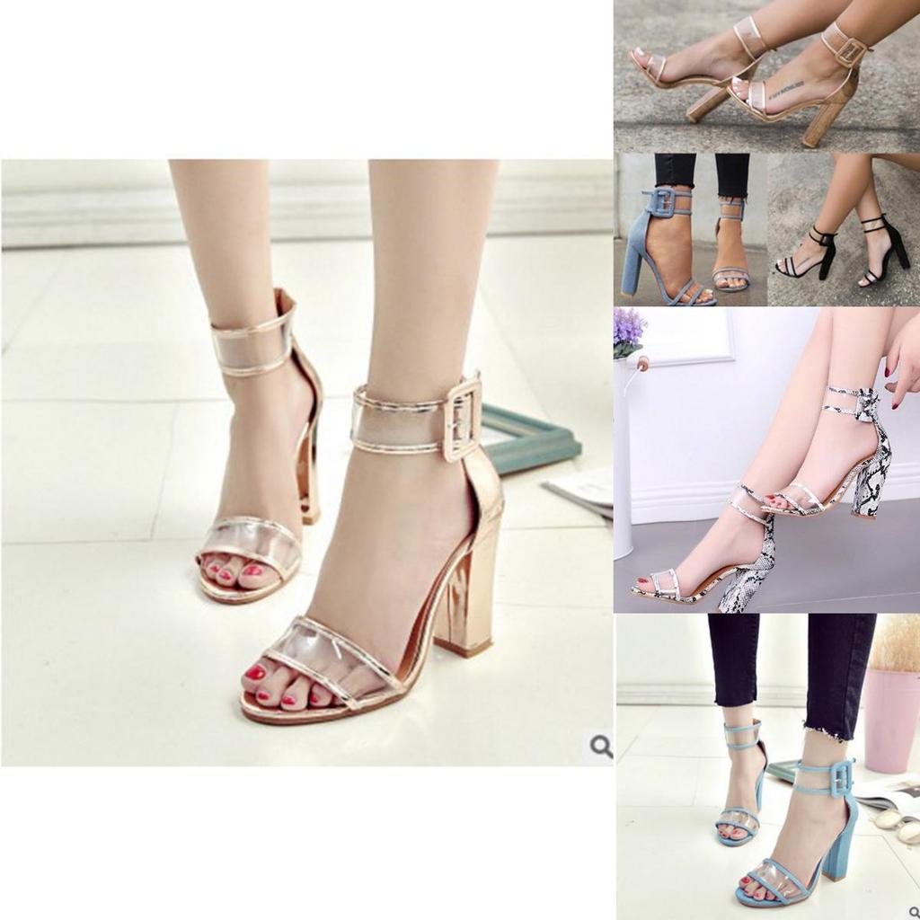 Premium Quality Women Dress Sandals Featuring Transparent Thick High Heels And Chic Design
