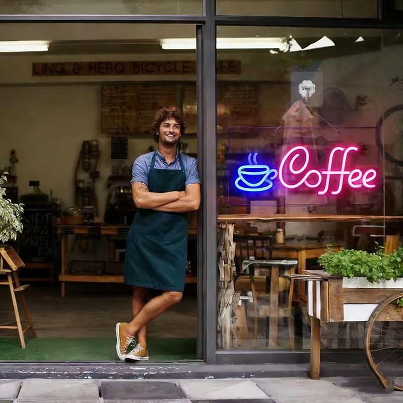 Coffee Neon Sign Light USB Dimmable Led Neon Lamps for Bar Cafe Restaurant Party Art Wall Decor Window Hanging Night Lights