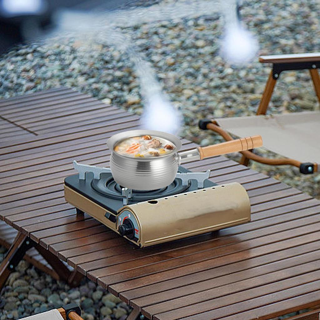 Japanese Saucepan with Long Wood Handle Multipurpose Milk Noodles Pasta Pot Stovepot