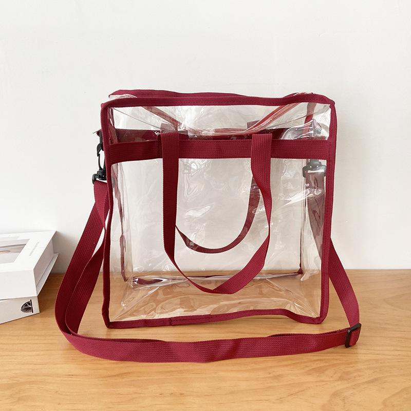 Transparent Waterproof PVC Crossbody Bag - Large Capacity Jelly Tote for Beach Travel or Swimsuits красный