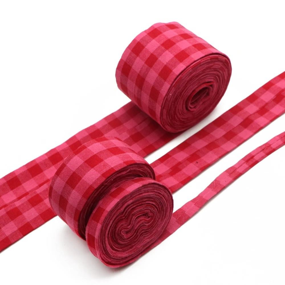5 Yards 5 Yards Length Gingham Plaid Ribbon Pink Red Color DIY Hair Bow Ribbon Garment Decoration