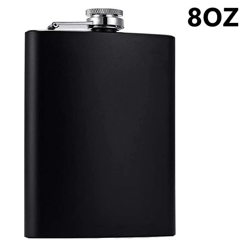 1Pc 8oz Portable Stainless Steel Hip Flask Flagon Whiskey Wine Pot Leather Cover Bottle Funnel Travel Tour Drinkware Wine Cup