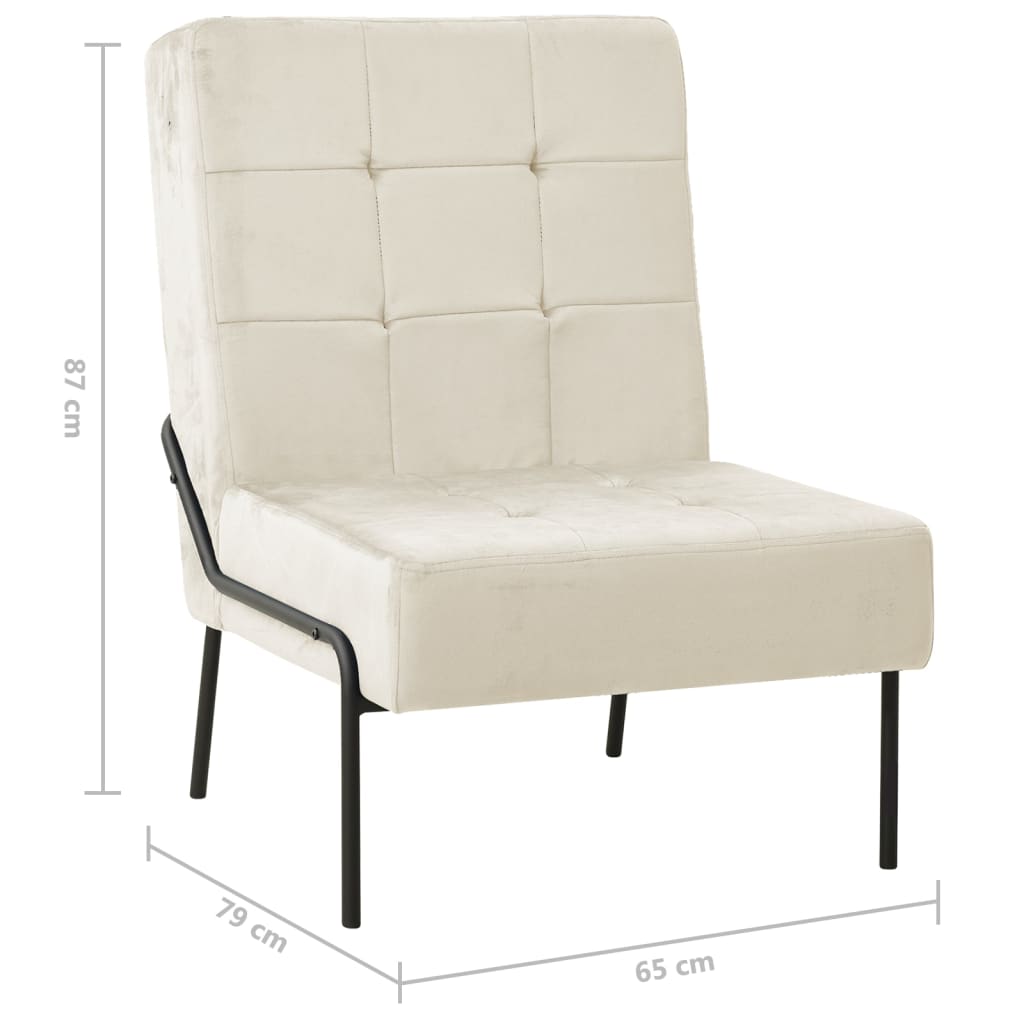 Relax Chair 65 x 79 x 87 cm Cream White Velvet