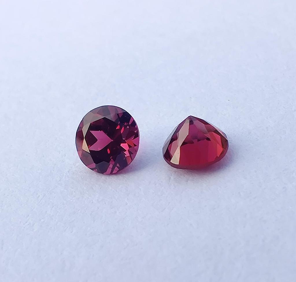 2 Pieces Set Round Cut 4 Mm, Natural Deep Pink Color Rubellite Gemstone, 0.75 Cent Rubellite Round Stone For Making Ring.