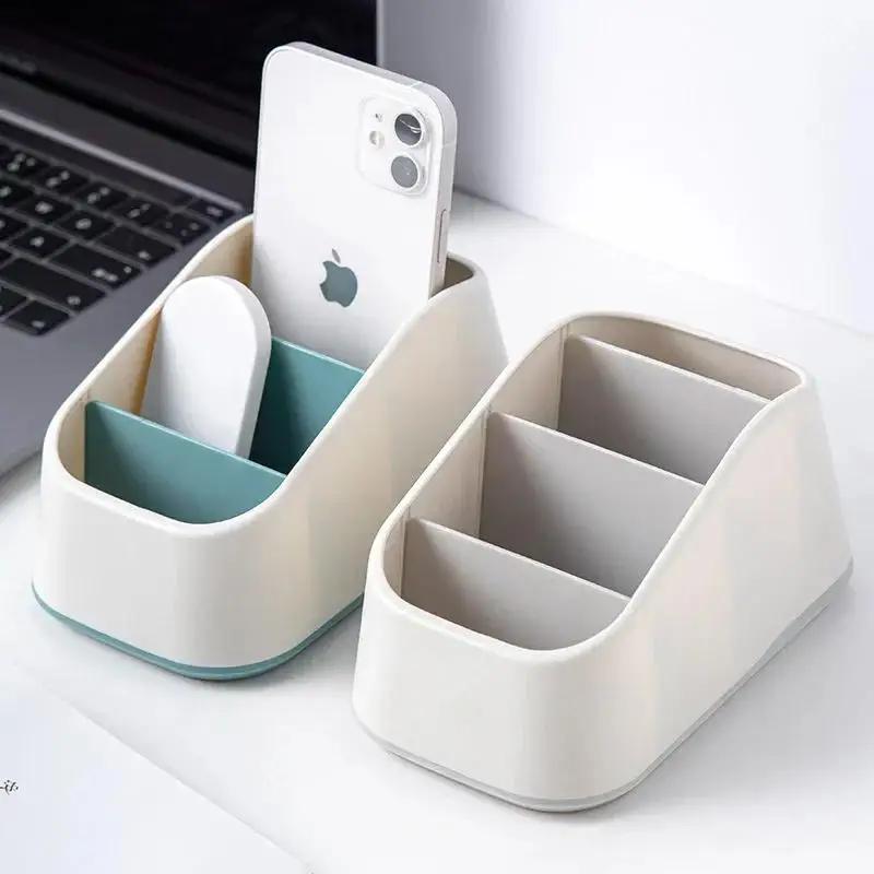 1Pcs New Remote Control Miscellaneous Storage Box Plastic Lattice Desktop Stationery Rack Storages Boxs Home Cosmetics Organizer