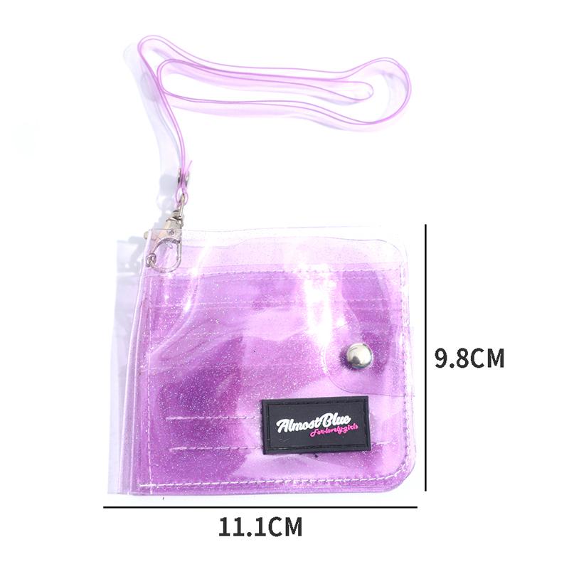 Transparent Women Purse Pvc Laser Clear Jelly Bag Mini Money Credit Card Holder Clear Wallet Bags Ladies Purse With Neck String