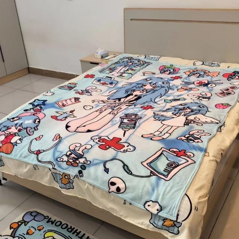 Anime Asuka Neon Genesis Evangelion Rei Ayanami Flannel Blanket Comfortable Keep Warm Office Nap Sofa Blankets Home Bed Linen