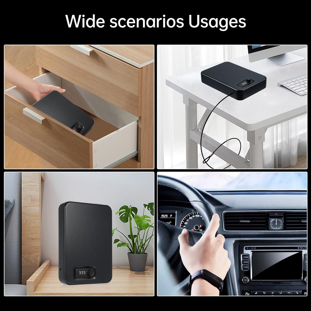 Small Safe Box Portable Travel Lock Storage Cabinet 3digit Password Case with Security 3Ft Steel