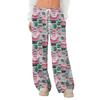 Women's Fleece Wide Leg  Elastic Waist Drawstring Loose Pants Drawstring Pajama Pants Sleepwear Trousers