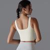New Naked One Piece Fixed Cup Yoga Clothing For Women, Sleeveless Short Sports Underwear, Wide Shoulder Strap Yoga Tank Top