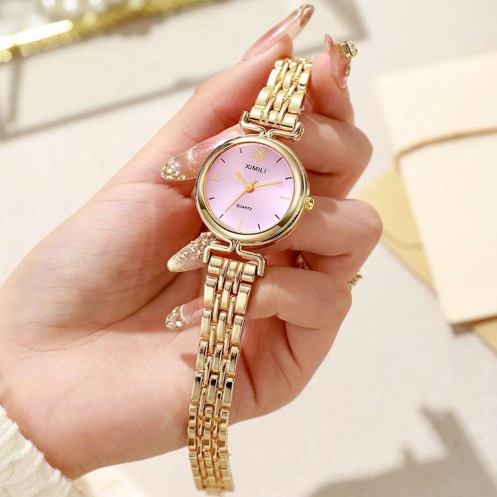 Alloy Quartz Wristwatch Round Dial Shape Round Dial Watch Minimalist Ladies Watch Women
