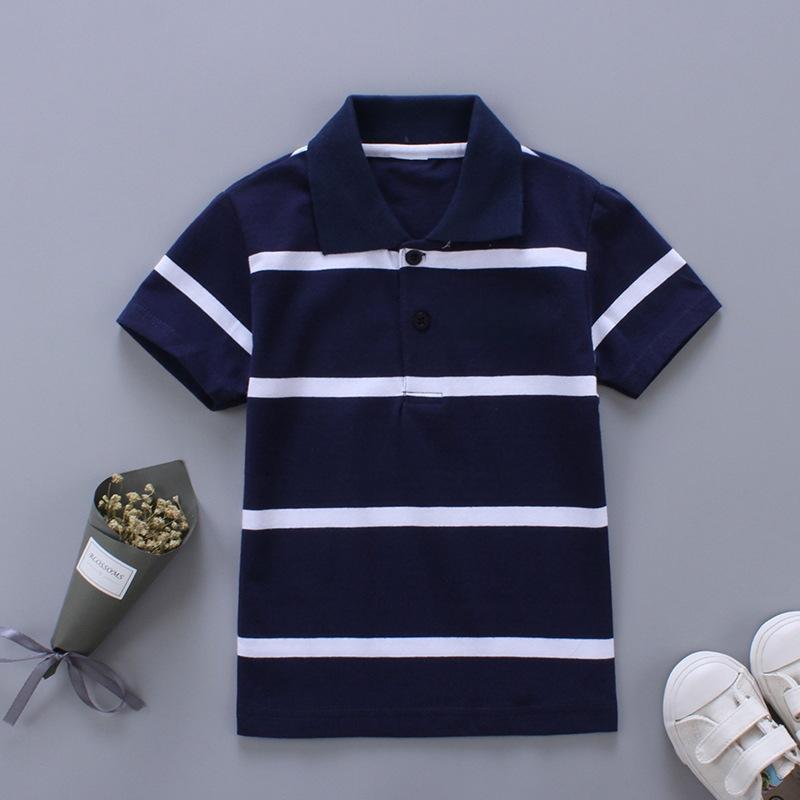 Summer Children's Clothing Boys and Girls Short Sleeve Striped Embroidered T-Shirt Children's Summer Top Baby Clothes