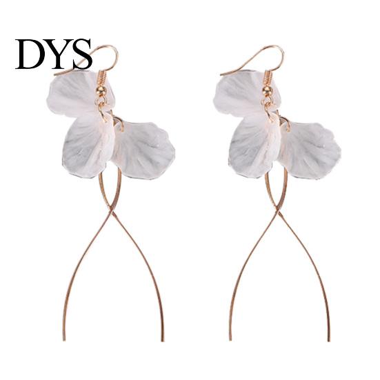Golden Earrings Hook Fashion Elegant Petal Shape Ear Decor Long Dangle Design for Women Women's