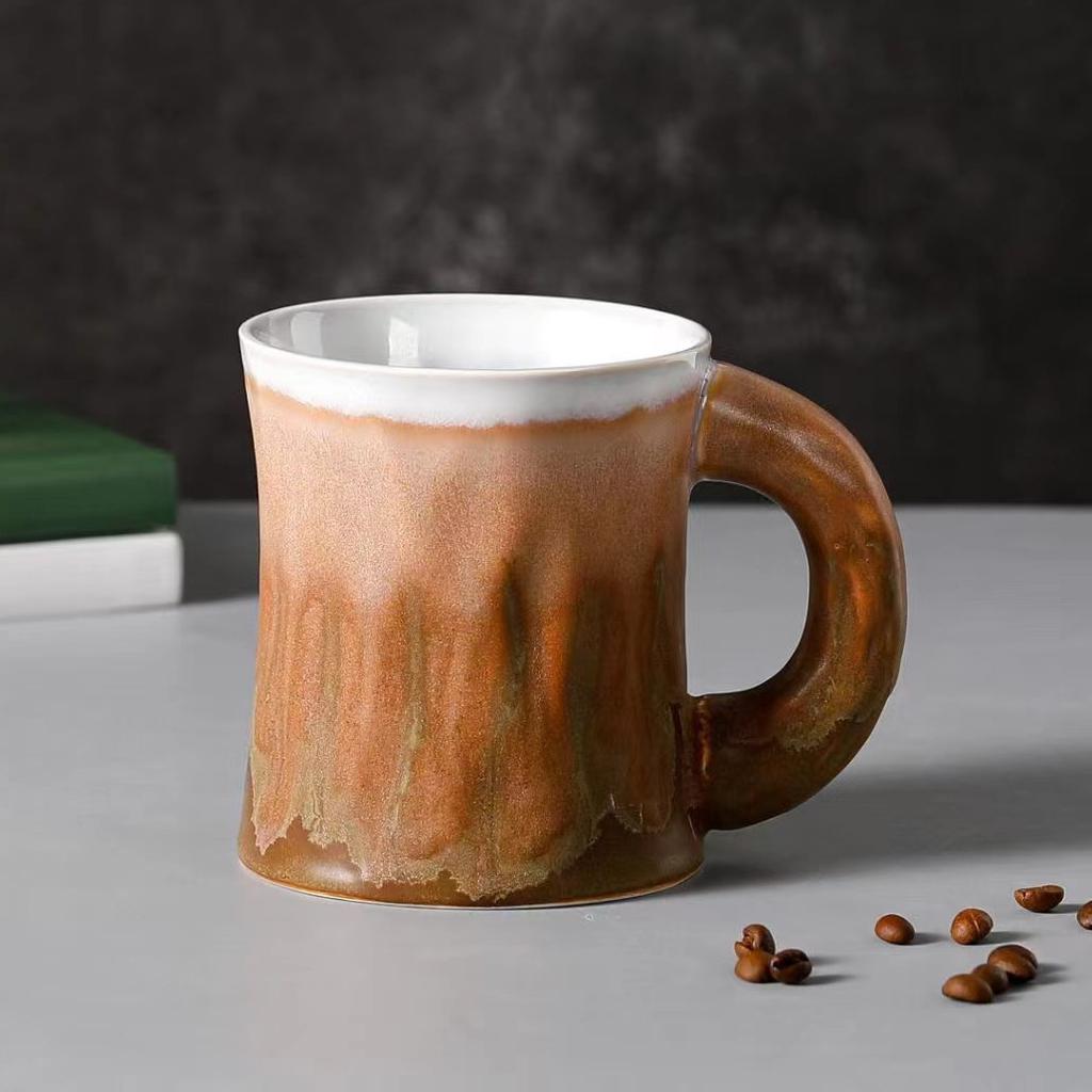 Retro Kiln Change Glaze Art Contrasting Ceramic Cup Household Mug Office Coffee Cup Large Capacity
