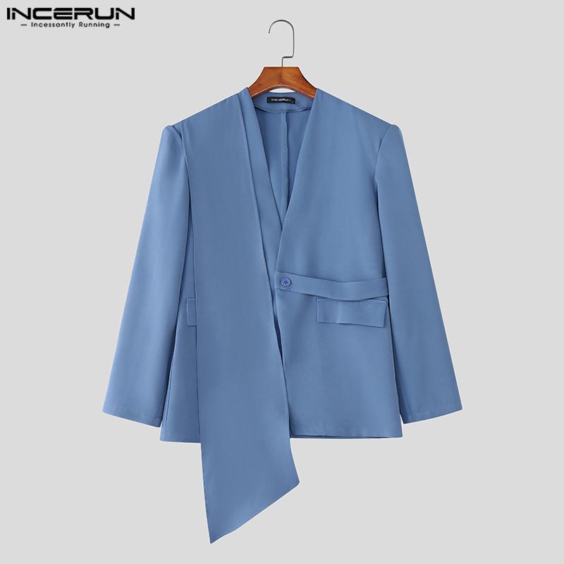 INCERUN Two Pieces Outfits Men Long Sleeve Layers Thin Blazer Long Straight Pants Party Sets
