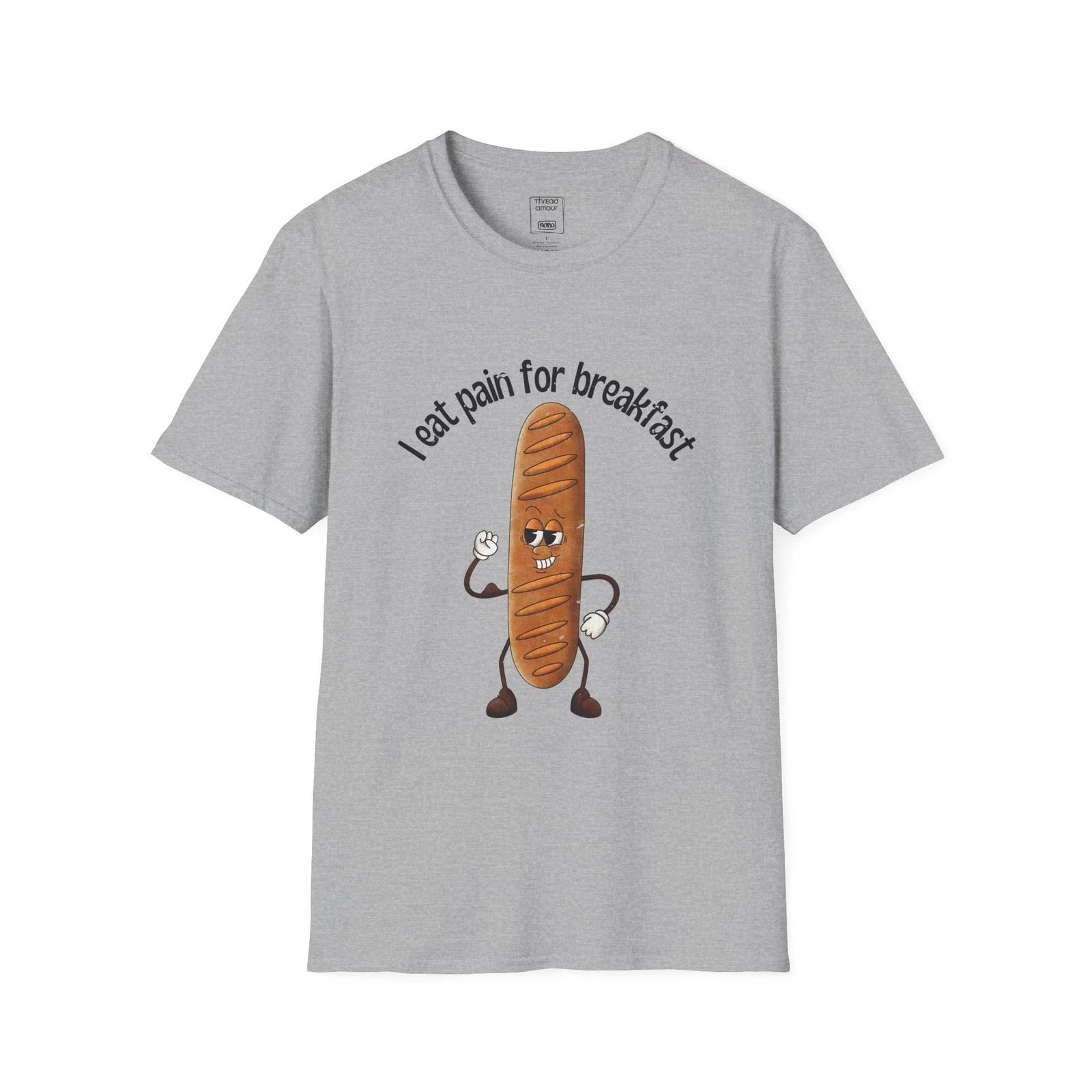 Funny I Eat Pain for Breakfast Retro French Baguette | Workout Gym T-Shirt L