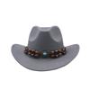 European and American New Western Cowboy Hat Woolen Jazz Top Hat Men and Women's Ethnic Style Big Eaves Hat Autumn and Winter Felt Hat