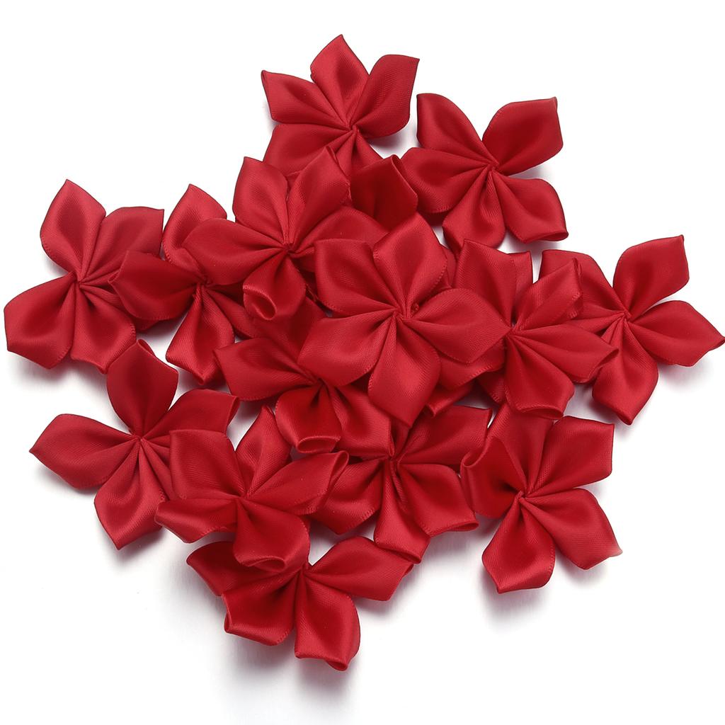 20 Stück 6cm Satinband Blume Bunt Künstliche Stoff Fünfblättrige Blumen Für DIY Hochzeit Kleidung Nähen Kopfschmuck Dekoration