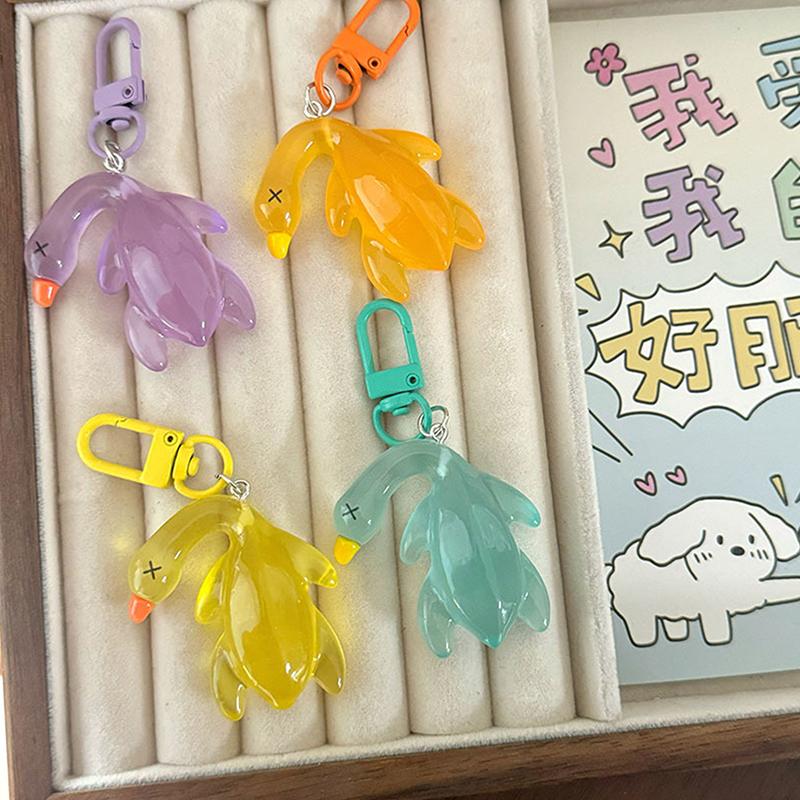 2Pcs Creative Color Change Duck Keychain  Colorful Roast Duck Keychain Novelty Cute Backpack Decoration Accessories Gifts