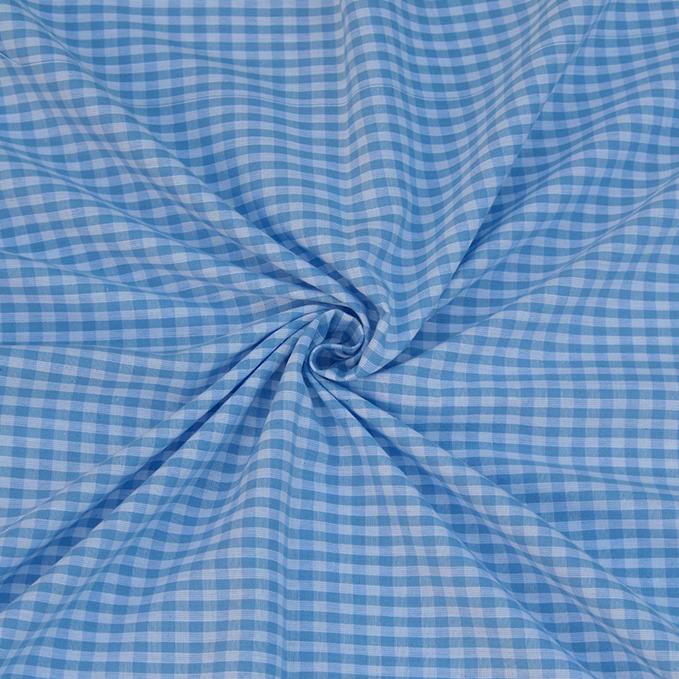 Premium Blått Rutete Gingham-stoff | 100% Bomull, 240 GSM, Garnfarget – Perfekt for Skjorter & Møbeltrekk