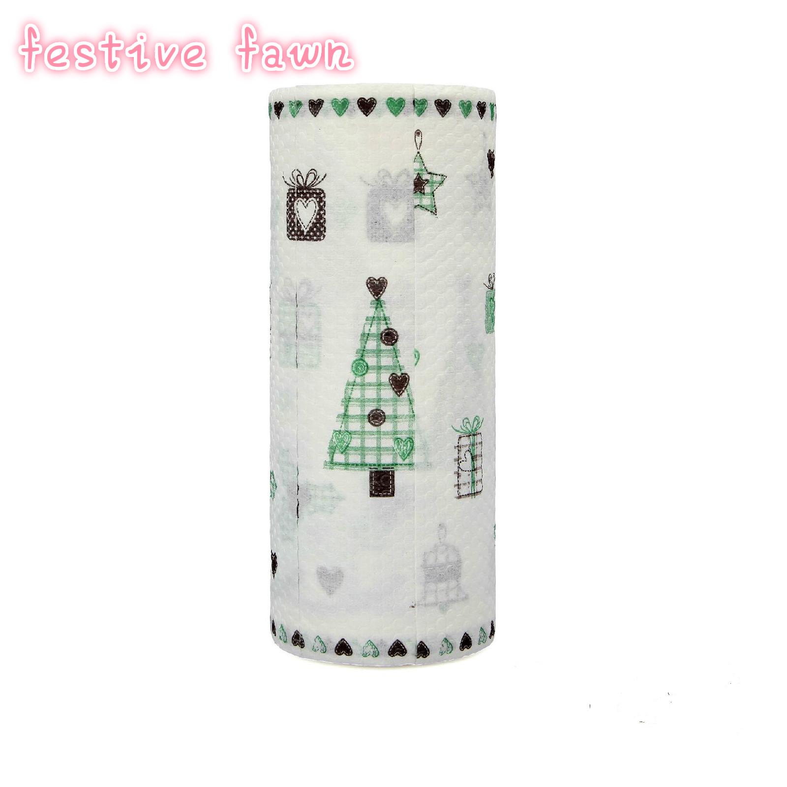 

1 рулон чистящей ткани Нетканая ткань Ленивая тряпка Сухая и влажная стирка Одноразовая посуда Салфетка K festive fawn