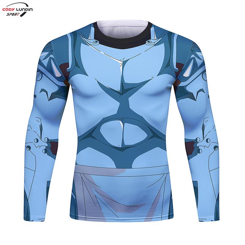 Maglia Compressione Palestra Uomo Anime GOKU Costume Cosplay T-Shirt Asciugatura Rapida Manica Lunga Fitness Bodybuilding Allenamento Magliette Sportive