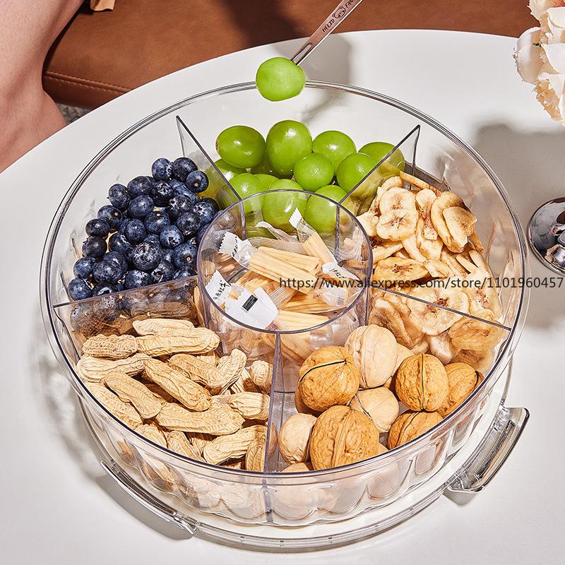 Home Luxury Airtight Dry Fruit Tray New Year Snack Storage Box Perfect for Nuts Candies On Living Room Coffee Table