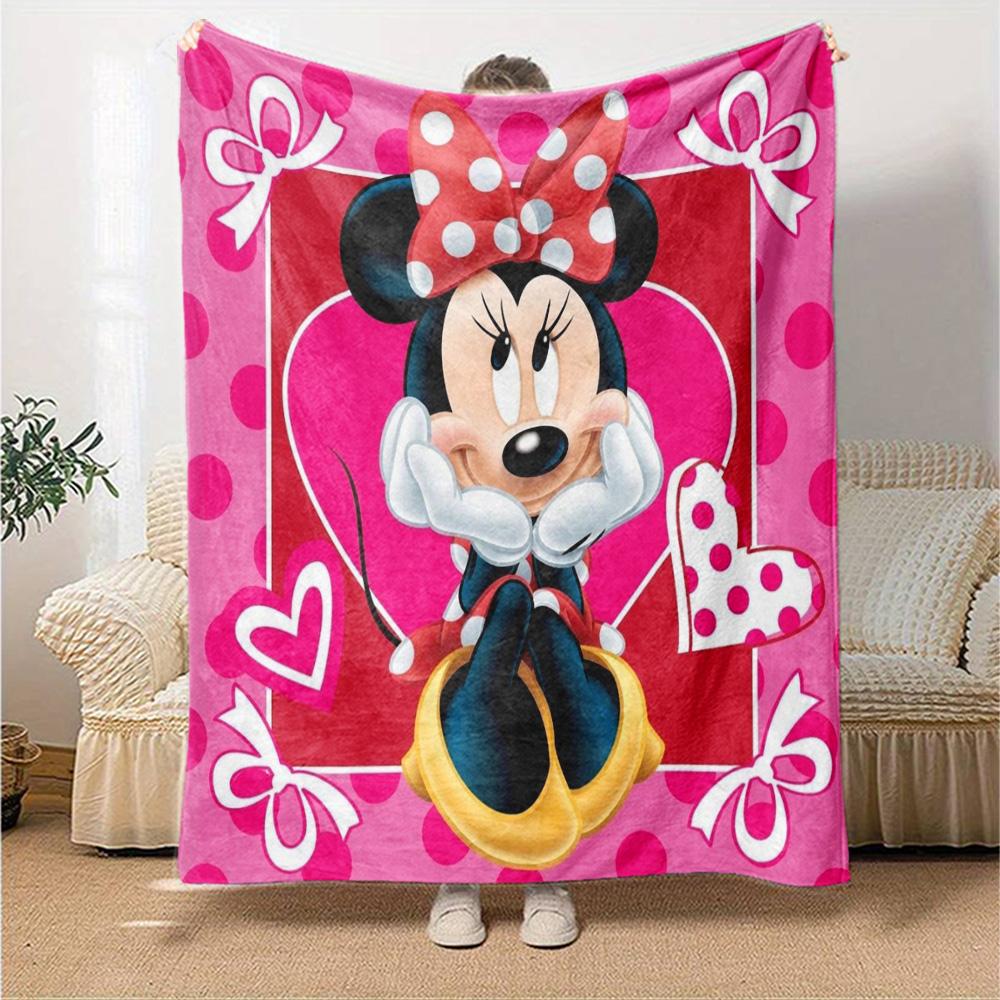 Minnie Mouse Heart Love Flannel Blanket Super Soft Warm Cozy Blanket For Sofa Bed Office Travel Allseason Home Decor Gift
