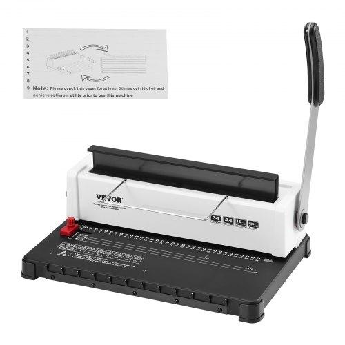 VEVOR Coil Spiral Binding Machine, Manual Book Maker 34-Holes Binding 120 Sheets, Punch Binder Adjustable 4.76 mm - 14.29 mm Coil Binding Spines