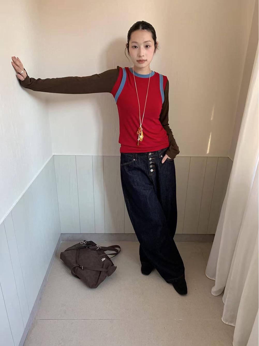 [9hour] Women s Retro Wide-Leg Denim Pants - Autumn 2025 Extra Large