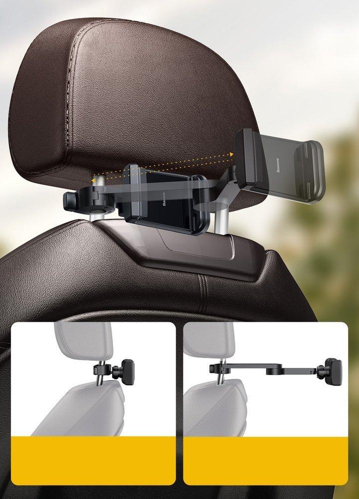 Baseus 15W Qi Wireless Charging Car Headrest Phone Mount - Black (Model WXHZ-01)