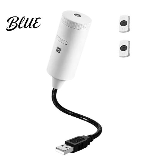 Car Ambient Light USB Projector Lamp with 2 Films Moon & Milky Way LED Projection Powered Night Light 360 Degrees Rotating for Car Bedroom Ceiling