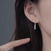 Difeng S999 Sterling Silver Simple Bar Earrings for Women - Elegant Minimalist Design
