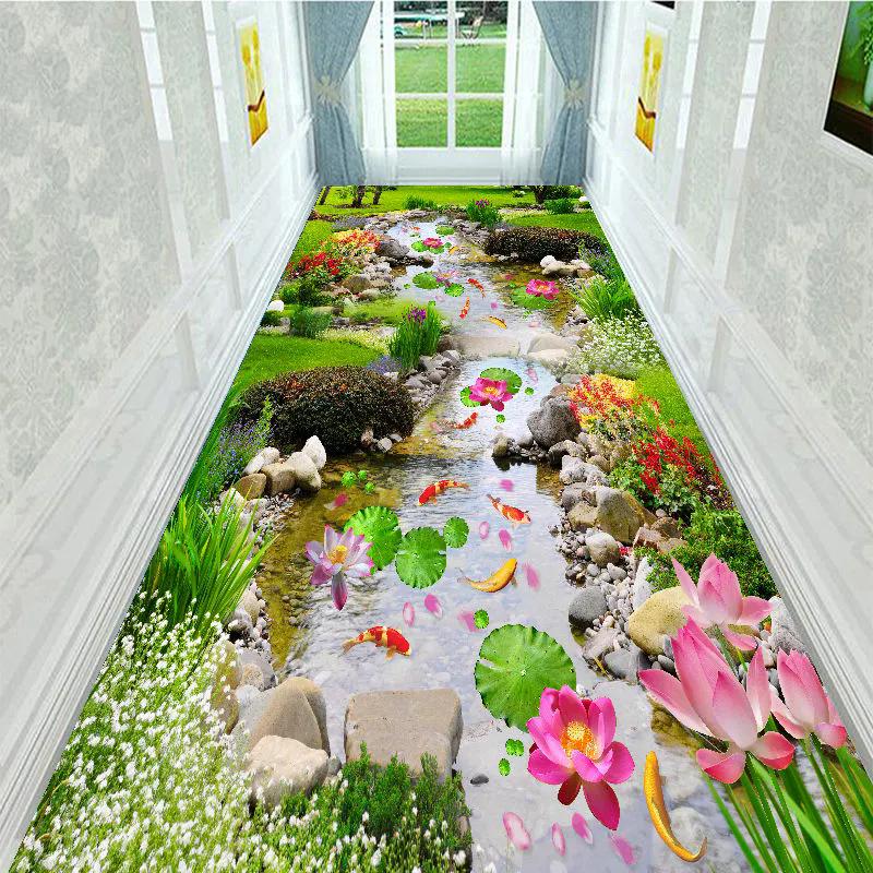 WTEMPO 5D Printable Cut-out Porch Floor Mat Large Size Aisle Stair Carpet Home Washable Non-slip Mat for Hallway