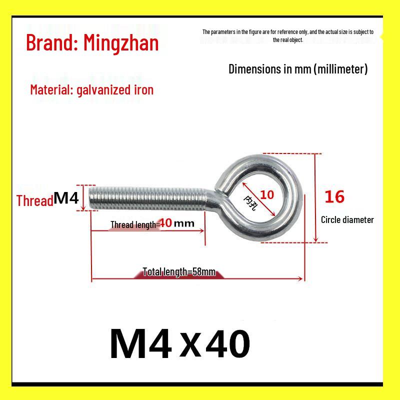 Closed Hook Eye Bolt Screw Ring Hanger - M2.5 to M8 Machine Thread