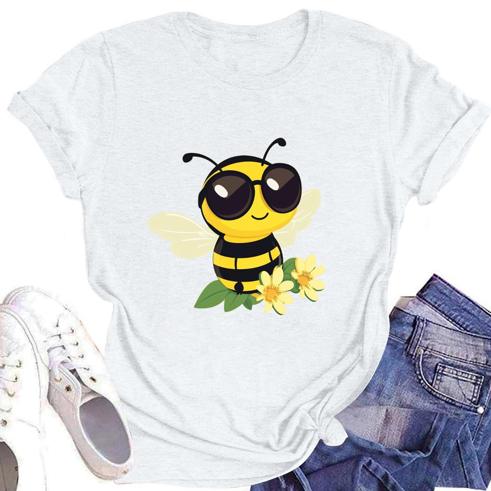 

Жіноча футболка з принтом, з круглим вирізом та короткими рукавами XL білий