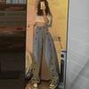 Love Embroidered Jeans For Women In Autumn, Straight, Loose, Versatile, High Waist, Slim, Wide Leg Long Pants For Trendy Women